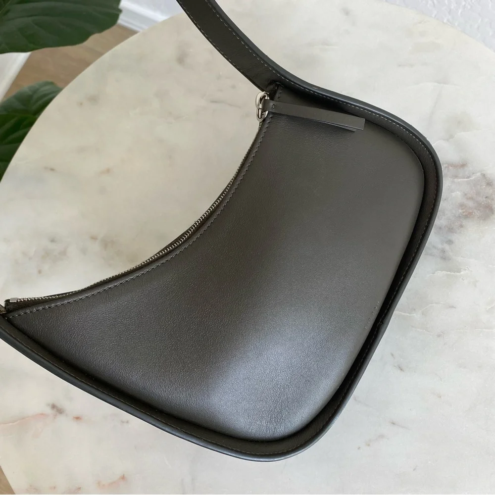 SOLD The Row Olive Green Smooth Leather Half Moon Shoulder Bag - Picture 4 of 16